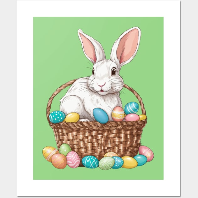 Easter Bunny in a Basket Wall Art by Mey Designs